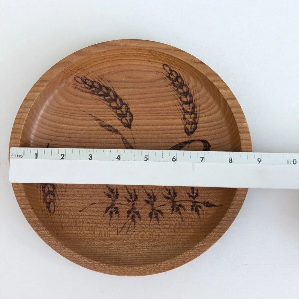 Vtg West Germany Bread Plate Wood Burned Wheat Design Wall Hanging 9